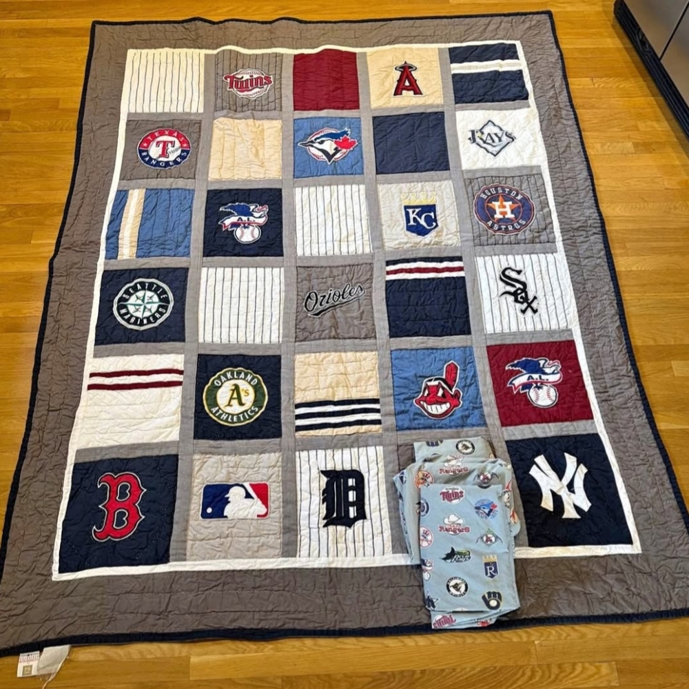 MLB quilt twin Pottery Barn